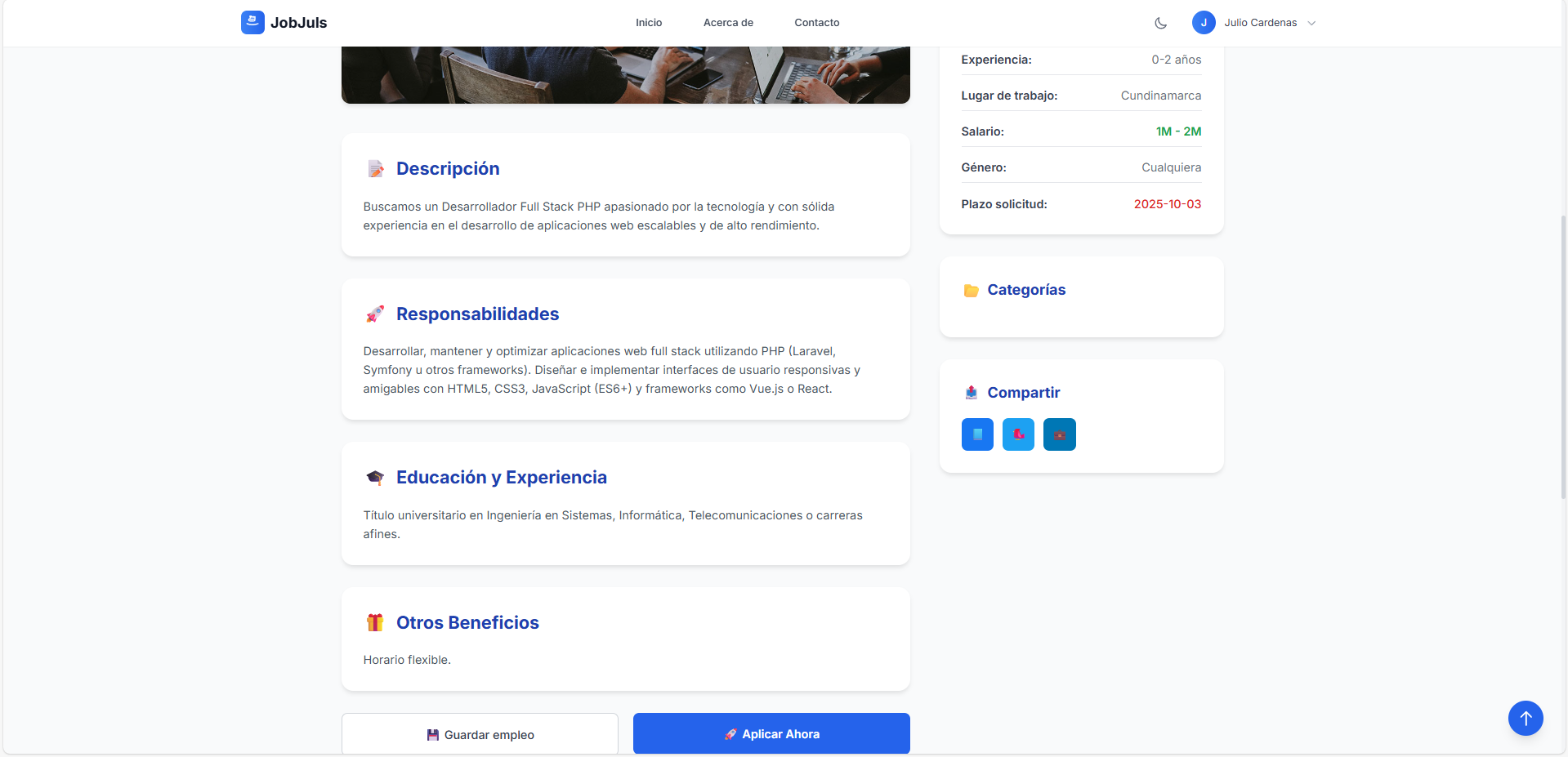 Julio Cárdenas — Desarrollador de Software